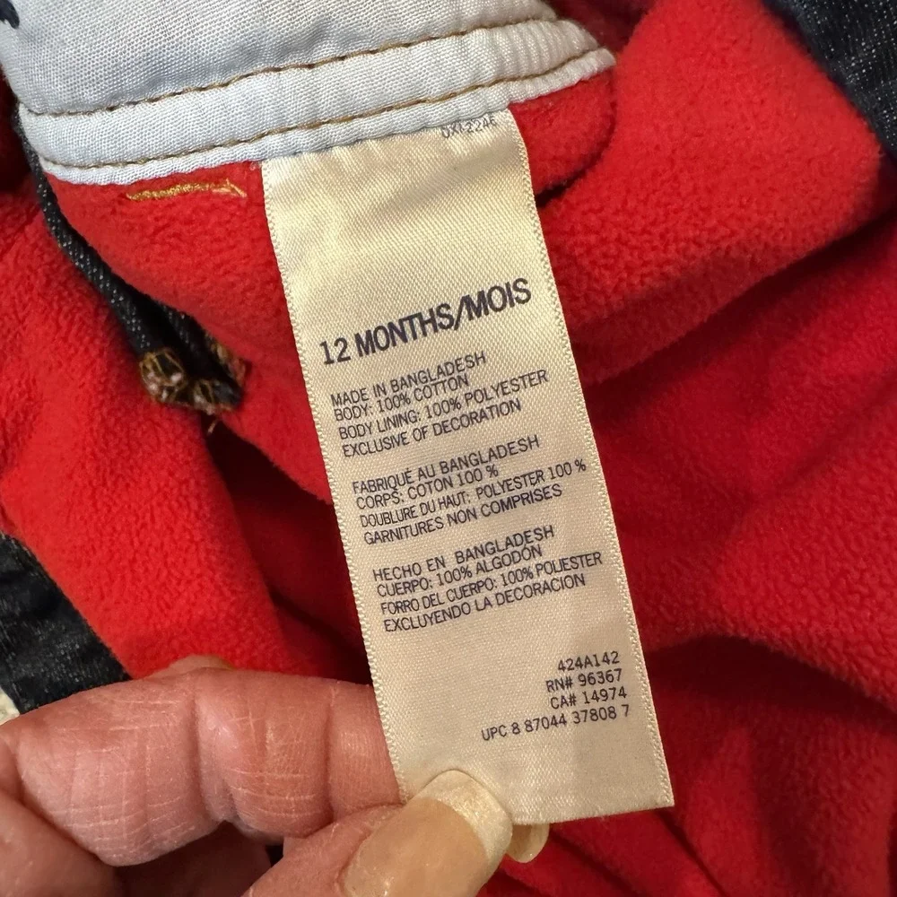 Oshkosh Denim Lined Red Overalls Size‎ 12 Months